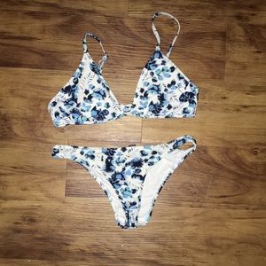 Floral blue and white bikini